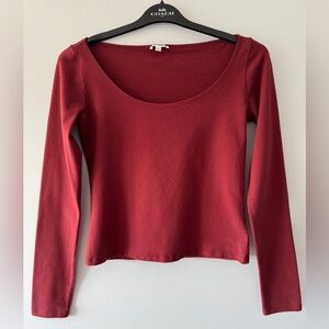 Reformation Burgundy Long Sleeve Crewneck Top Tee Size M